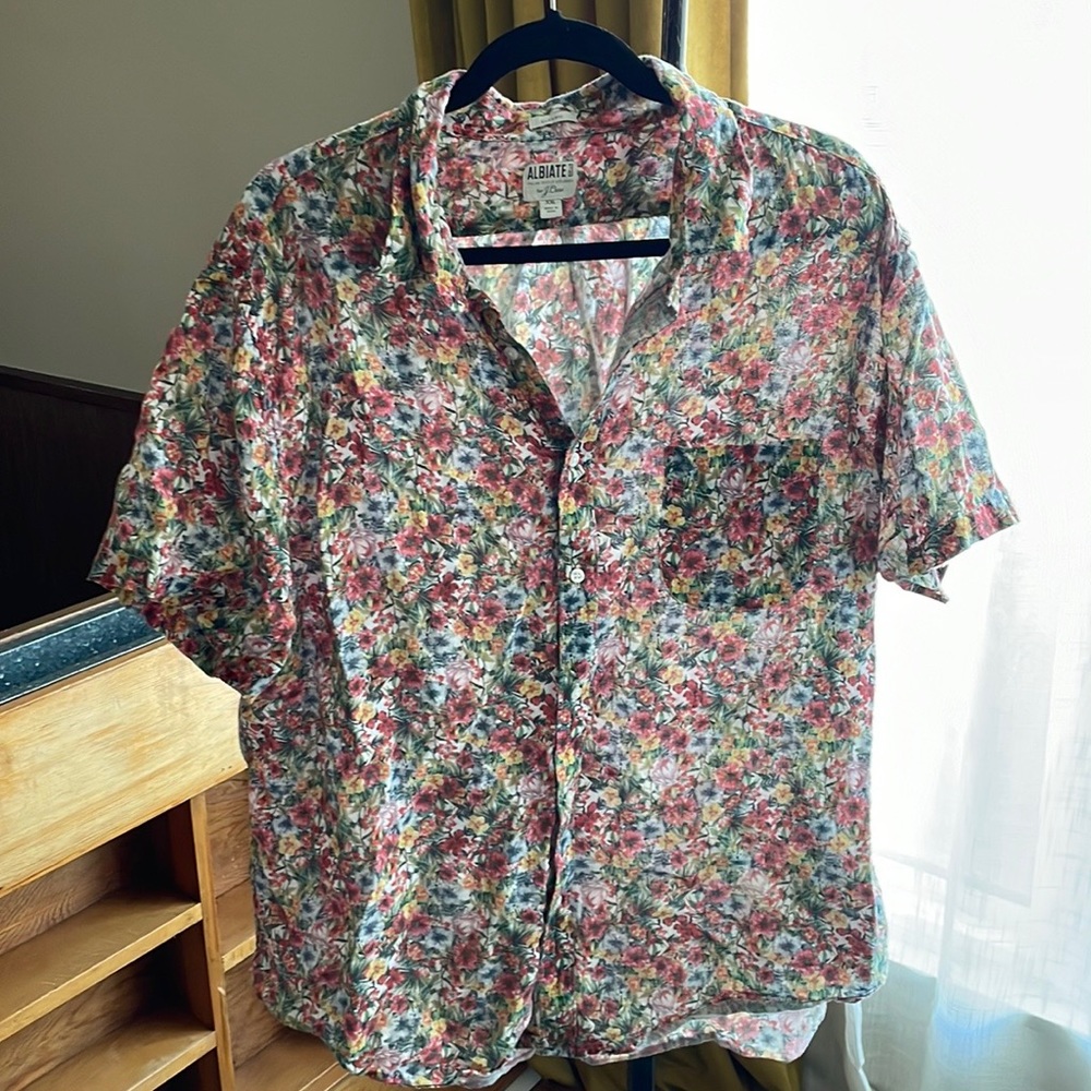 XXL J. Crew Linen Italian Linen Shirt in Pink Floral